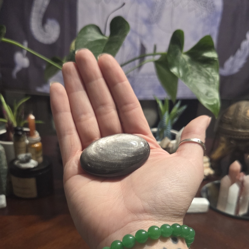 Silver Sheen Obsidian Palmstone